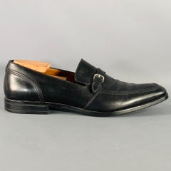 BALLY Size 12 Lavoli Black Silver Leather Buckle Loafers