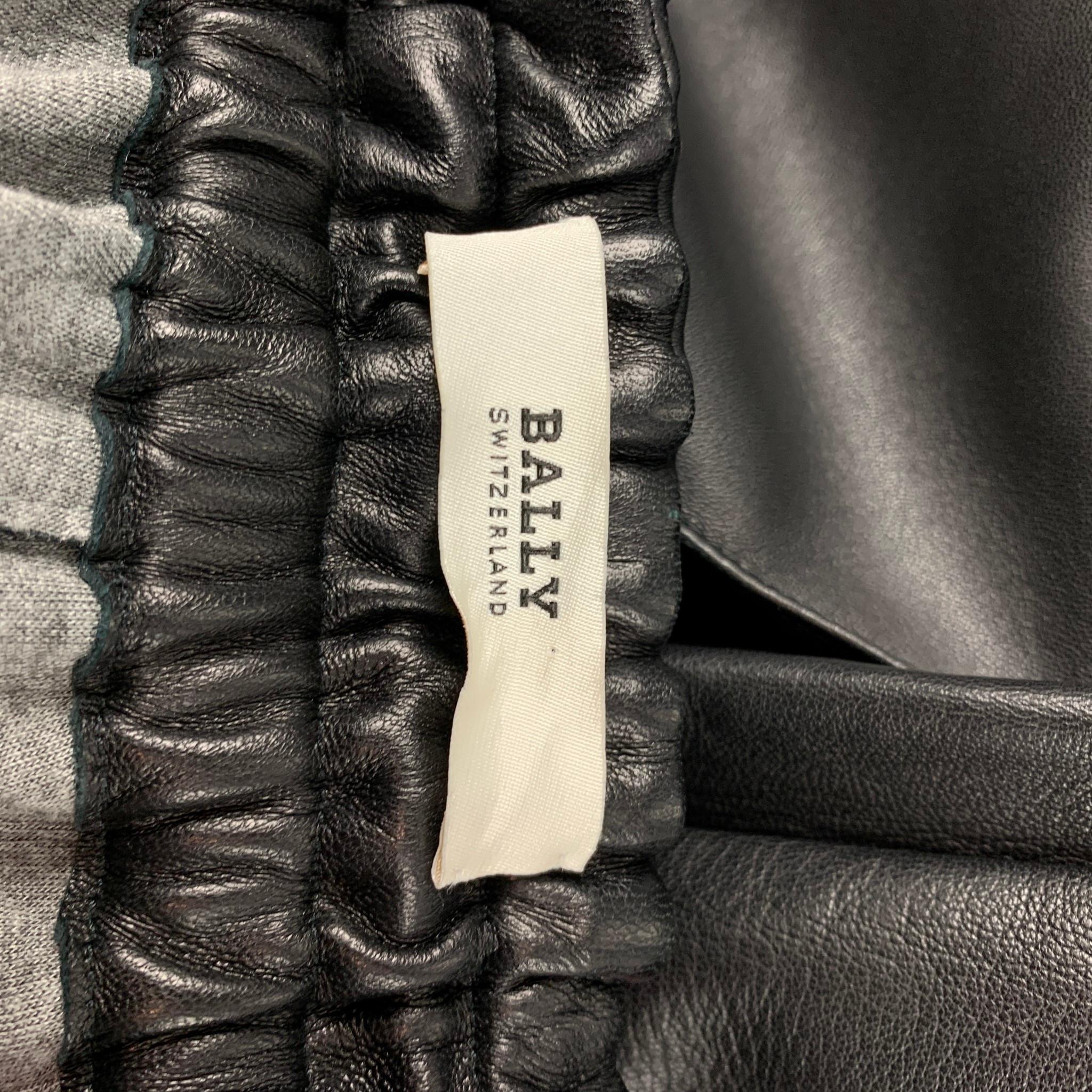 BALLY Size 30 Black Leather Elastic Waistband Casual Pants In New Condition In San Francisco, CA