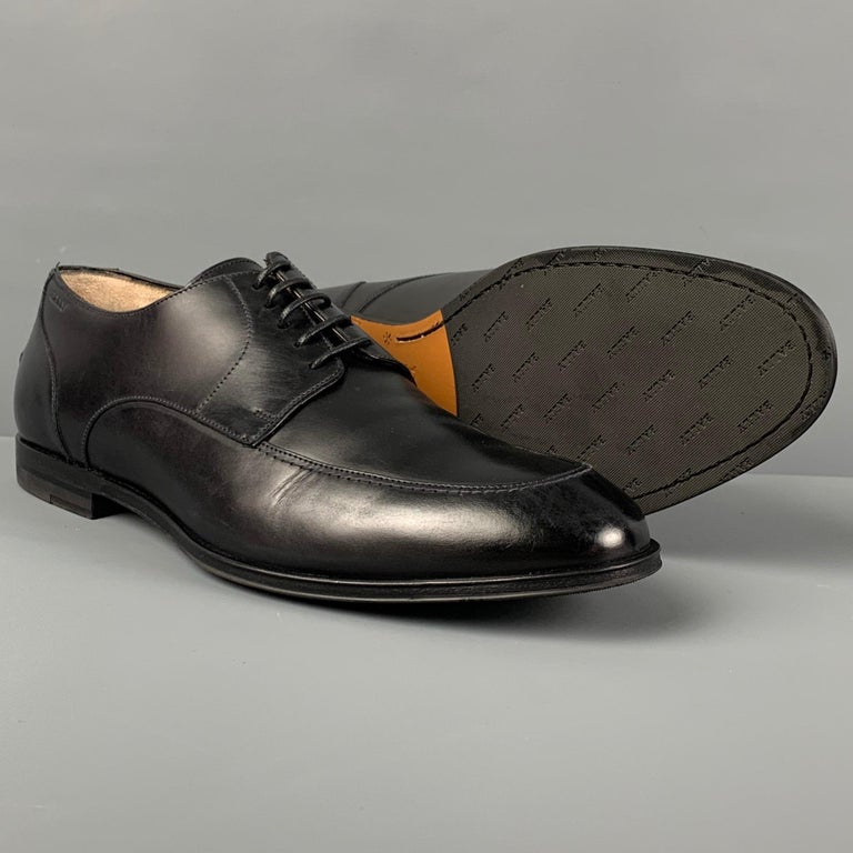 BALLY Size 6.5 Black Leather Lace Up Shoes For Sale at 1stDibs