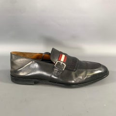 BALLY Size 7 5 Black Red white Leather Eyelash Loafers