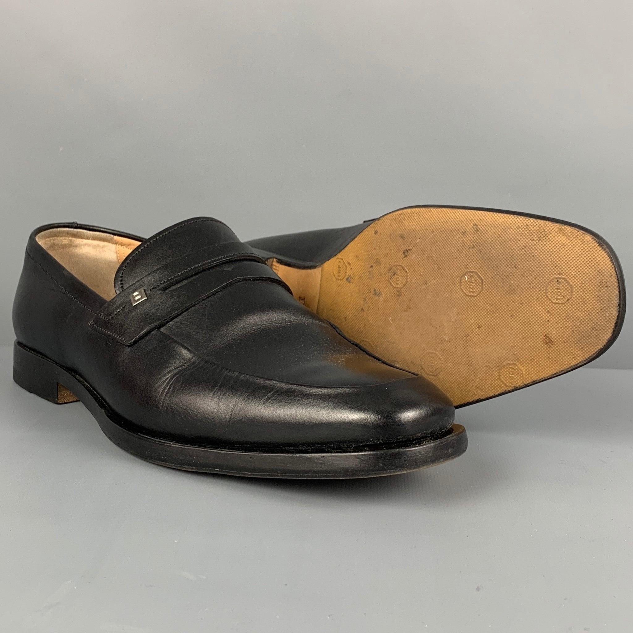 BALLY Size 7 Black Leather Penny Loafers In Good Condition In San Francisco, CA