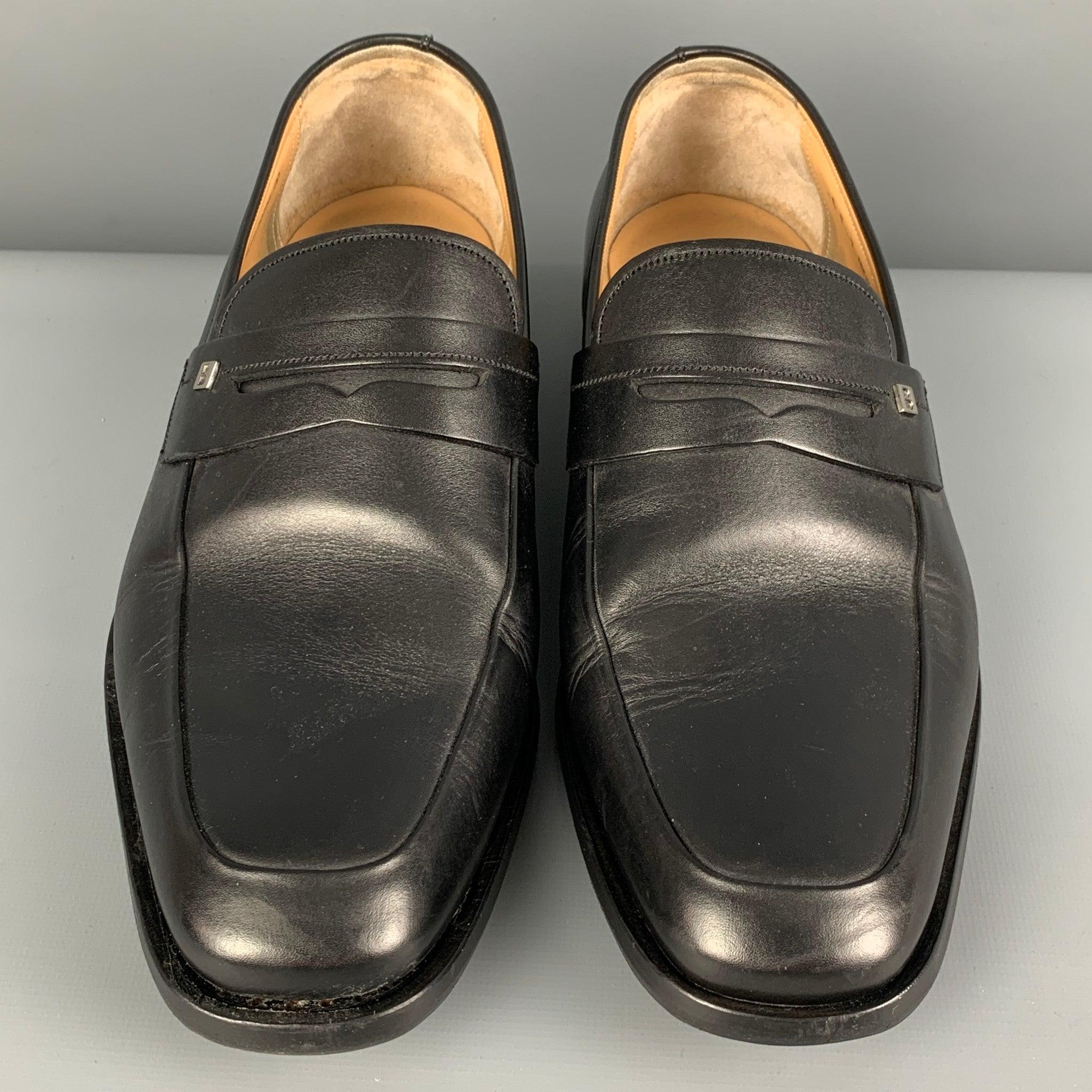 Men's BALLY Size 7 Black Leather Penny Loafers