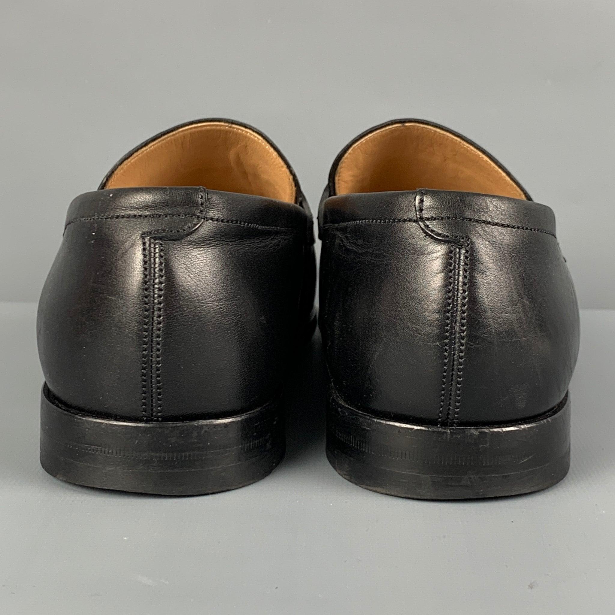 BALLY Size 7 Black Leather Penny Loafers 1