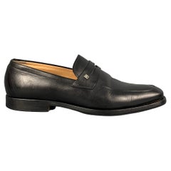BALLY Size 7 Black Leather Penny Loafers