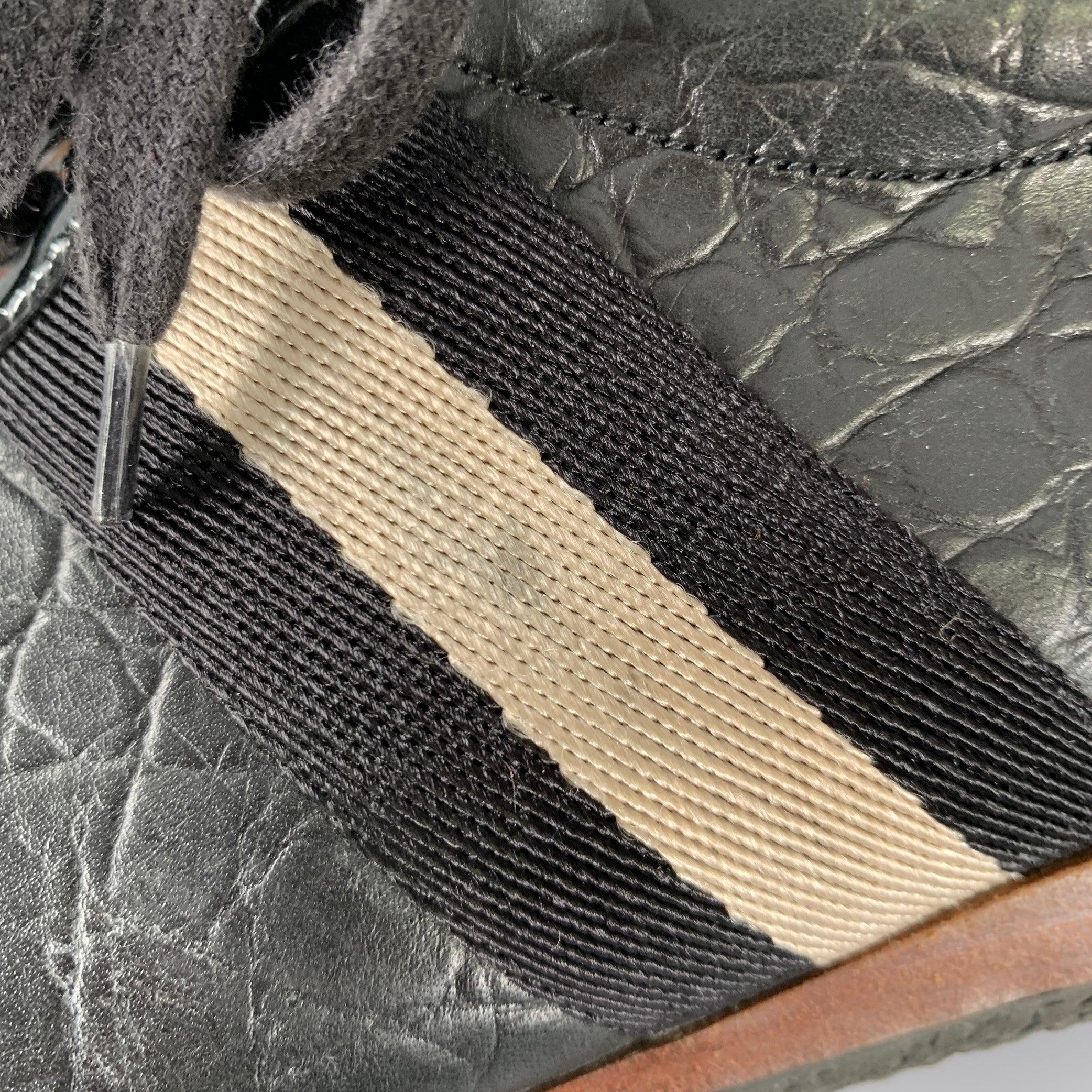 BALLY Size 7 -Frendy- Black White Ribbon Trim Leather High Top Sneakers For Sale 7