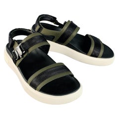 BALLY Size 7 Jere Black Charcoal Nylon Rubber Sole Buckle Sandals BALLY Size 7 Jere Black Charcoal Nylon Rubber Sole Buckle Sandals