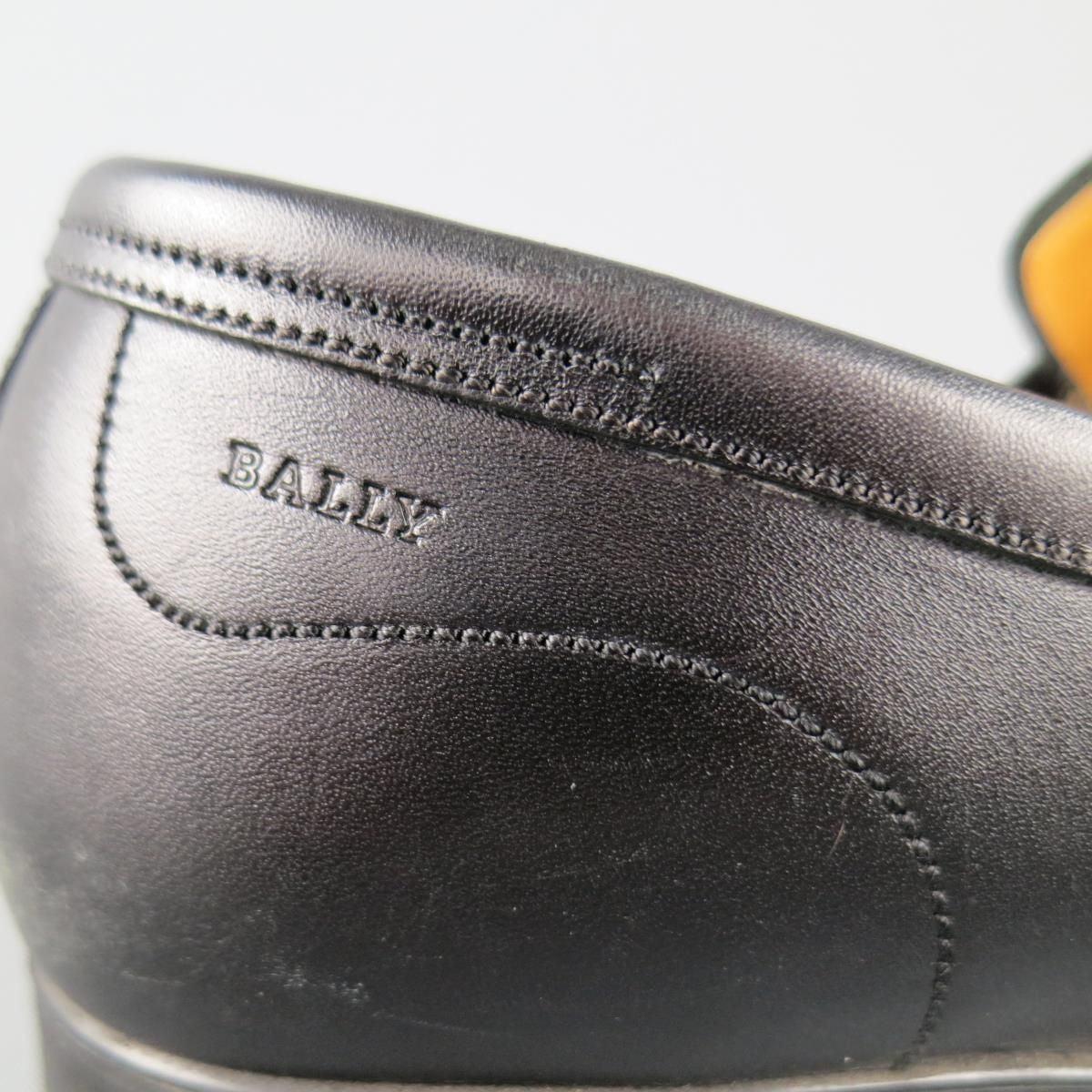 BALLY Size 7.5 Black Leather Penny Loafers For Sale 2