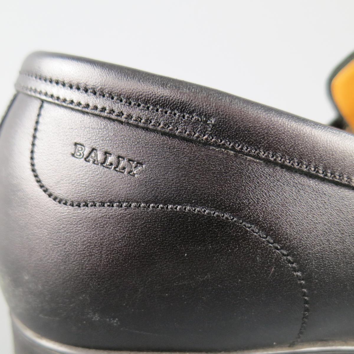 BALLY Size 7.5 Black Leather Penny Loafers In Excellent Condition In San Francisco, CA