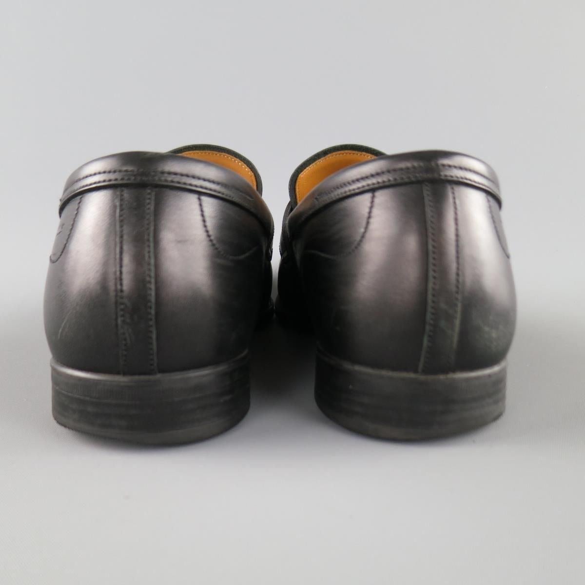 BALLY Size 7.5 Black Leather Penny Loafers For Sale 4
