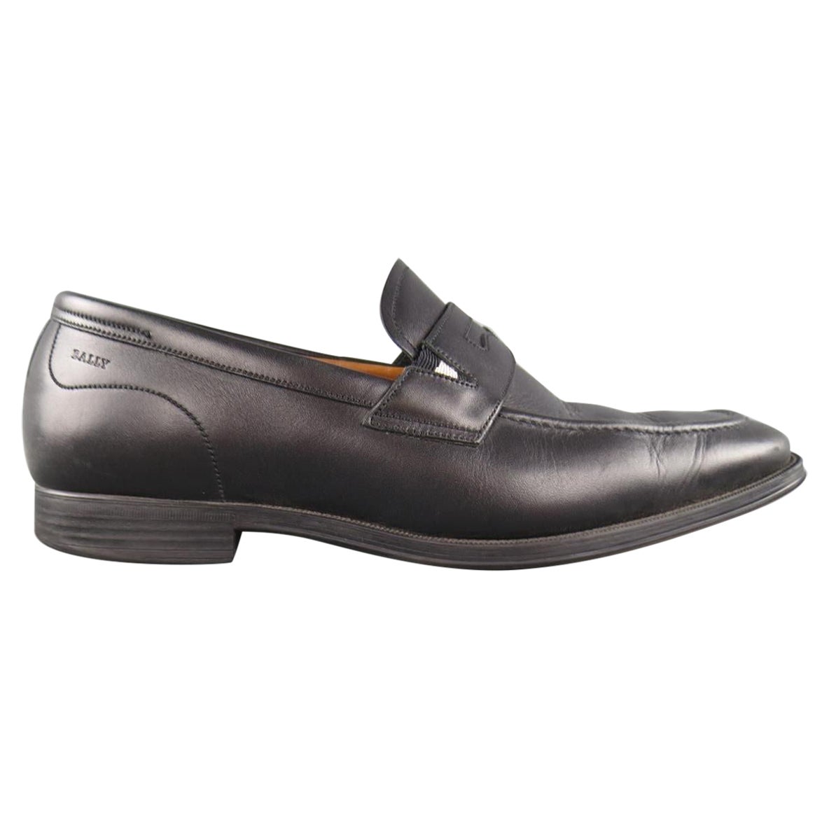 BALLY Talla 7.5 Mocasines Penny de cuero negro