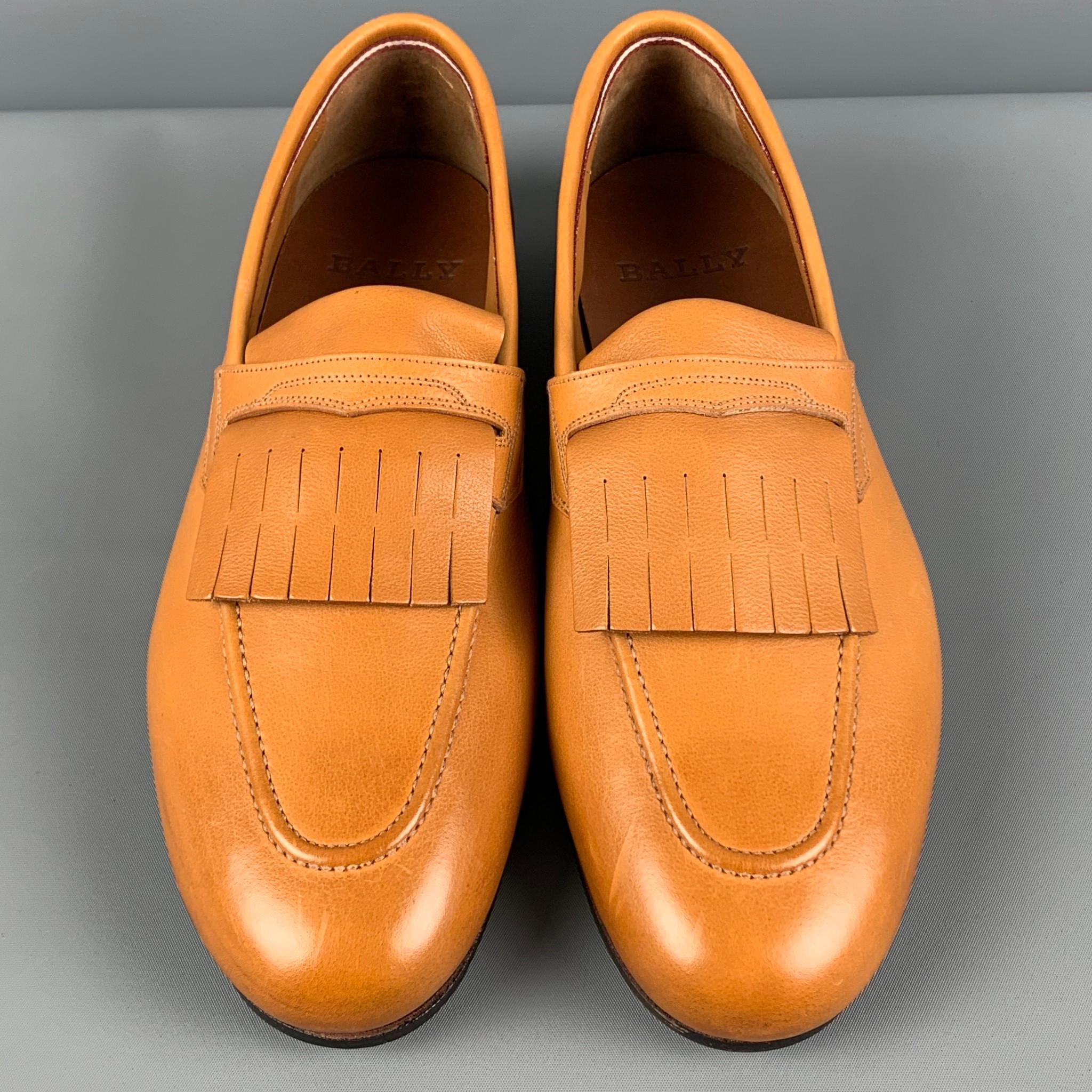 Men's BALLY Size 7.5 Honey Leather Slip On Loafers