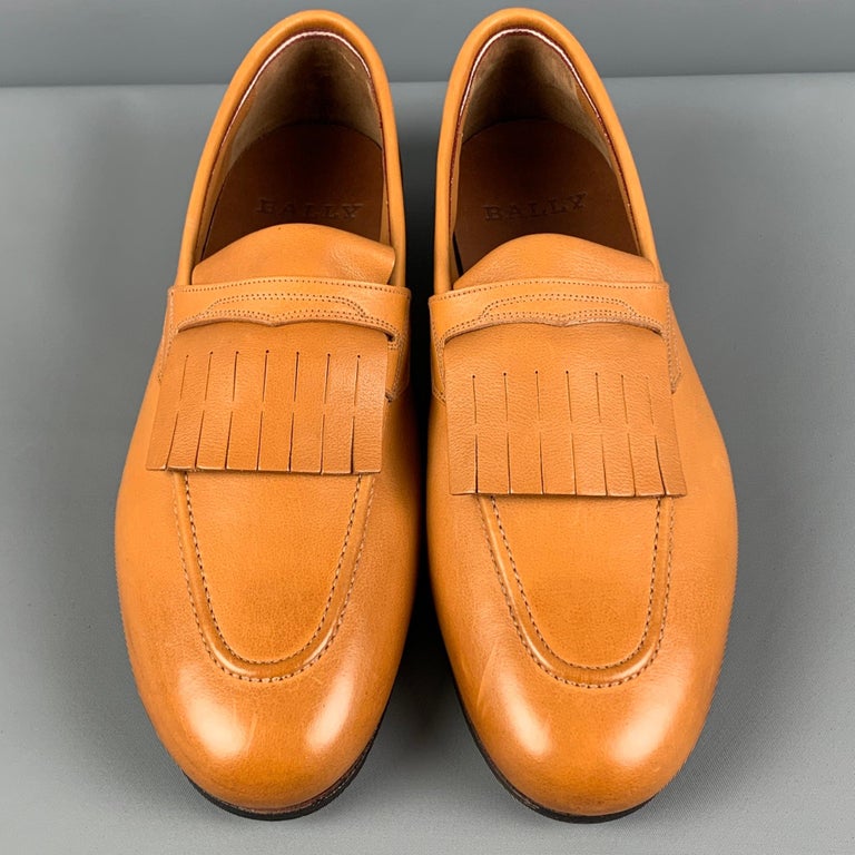 BALLY Size 7.5 Honey Leather Slip On Loafers For Sale at 1stDibs