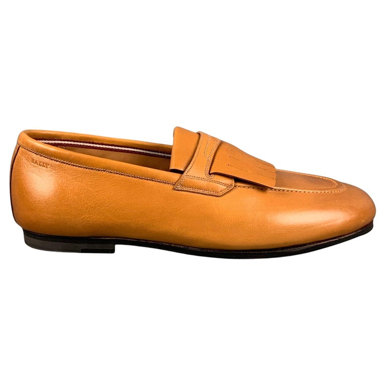 BALLY Size 7.5 Honey Leather Slip On Loafers For Sale at 1stDibs