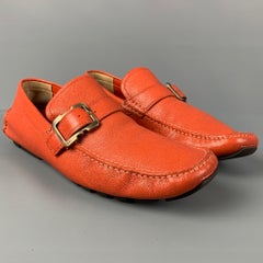 BALLY Size 7.5 Orange Leather Drivers Loafers