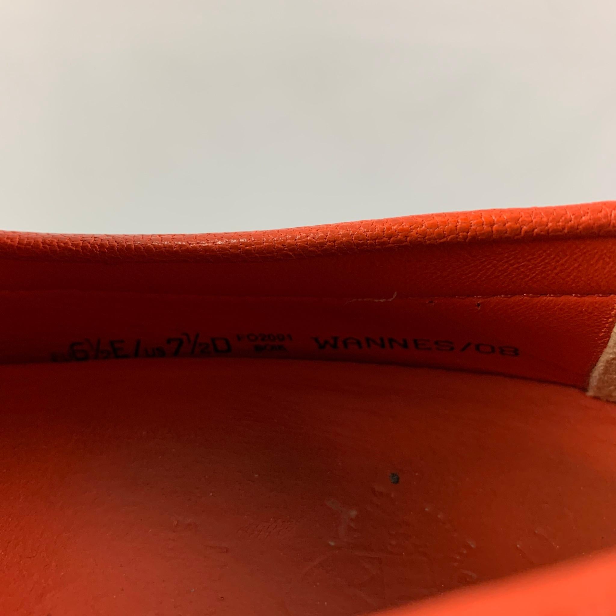 BALLY Size 7.5 Orange Leather Drivers Loafers In Good Condition In San Francisco, CA