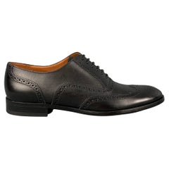 BALLY Size 8 Black Perforated Leather Wingtip Lace Up Shoes