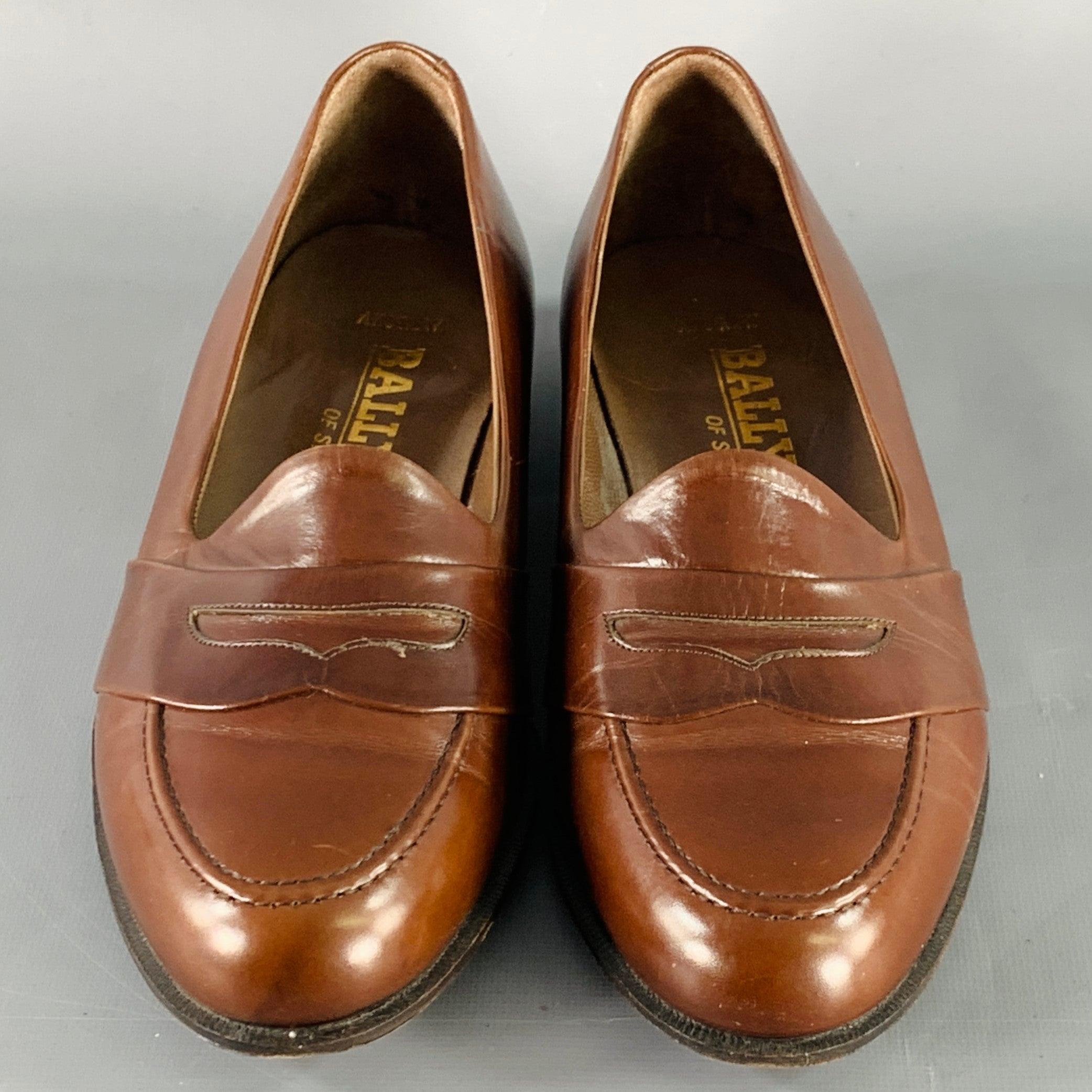 Men's BALLY Size 8 Brown Penny Loafers For Sale