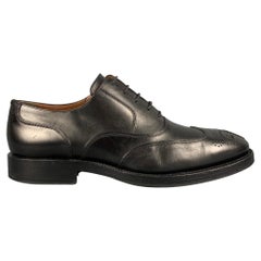 BALLY Taglia 8.5 Scarpe Wingtip Lace Up in pelle nera