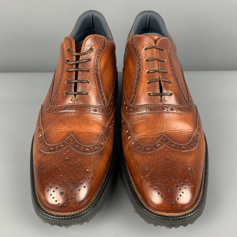 BALLY Size 8.5 Brown Antique Leather Wingtip Lace Up Shoes  display picture 2