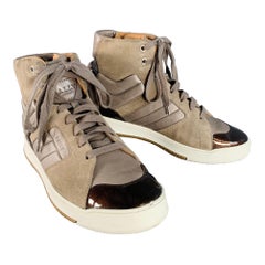 BALLY Talla 8.5 Marrón topo Color Block Piel Zapatillas Altas