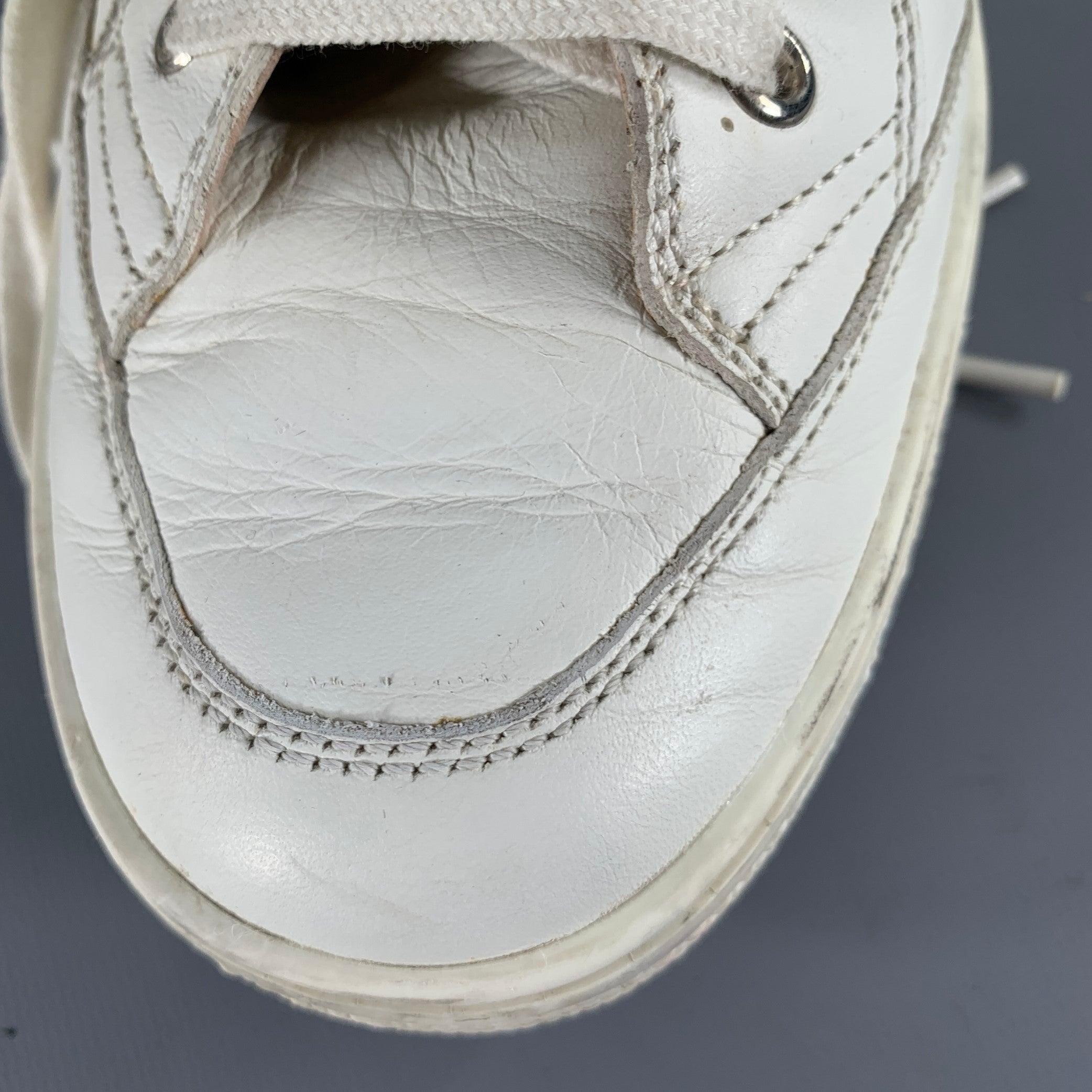 BALLY Size 8.5 -Oldani- White Red Ribbon Trim Leather High Top Sneakers 5