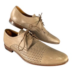 BALLY Size 9 Beige Perforated Leather Cap Toe Lace Up Shoes