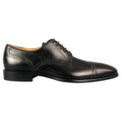 BALLY Size 9.5 Black Leather Cap Toe Lace Up Shoes