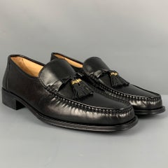BALLY Size 9.5 Black Leather Tassels Loafers
