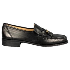 BALLY Size 9.5 Black Leather Tassels Loafers