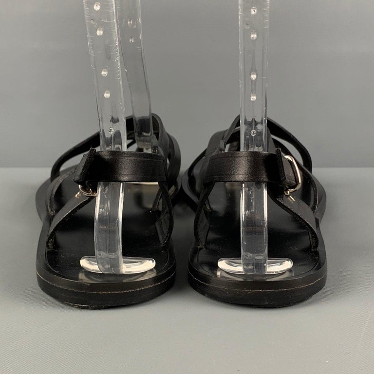 BALLY Size 9.5 Black Leather Thong Sandals For Sale at 1stDibs