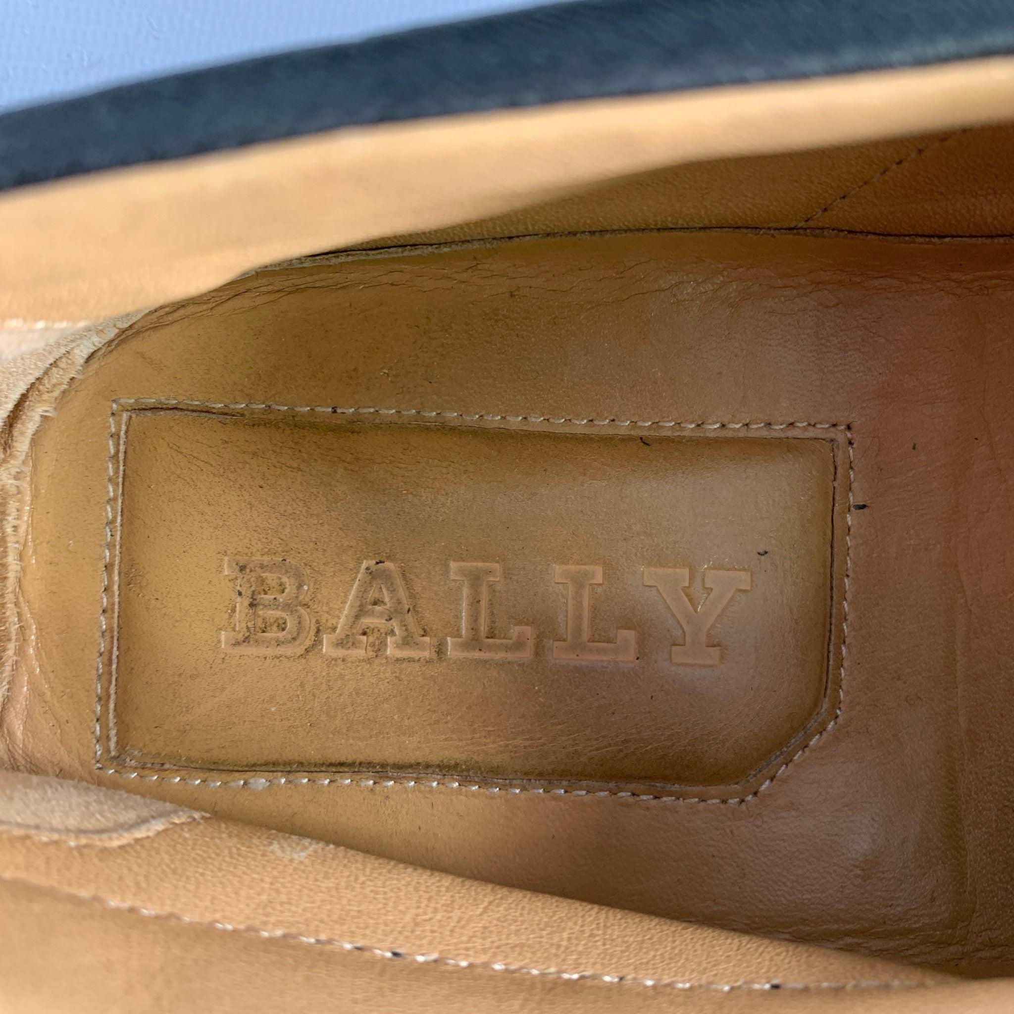 BALLY Size 9.5 Black White Stripe Leather Slip On Loafers For Sale 3