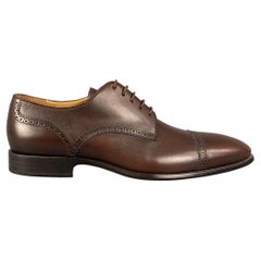 BALLY Size 9.5 Brown Leather Cap Toe Lace Up Shoes