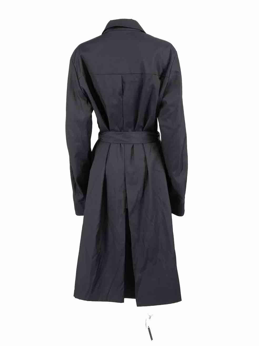 Bally SS21 Black Belted Long Trench Coat Size XXL In Good Condition For Sale In London, GB