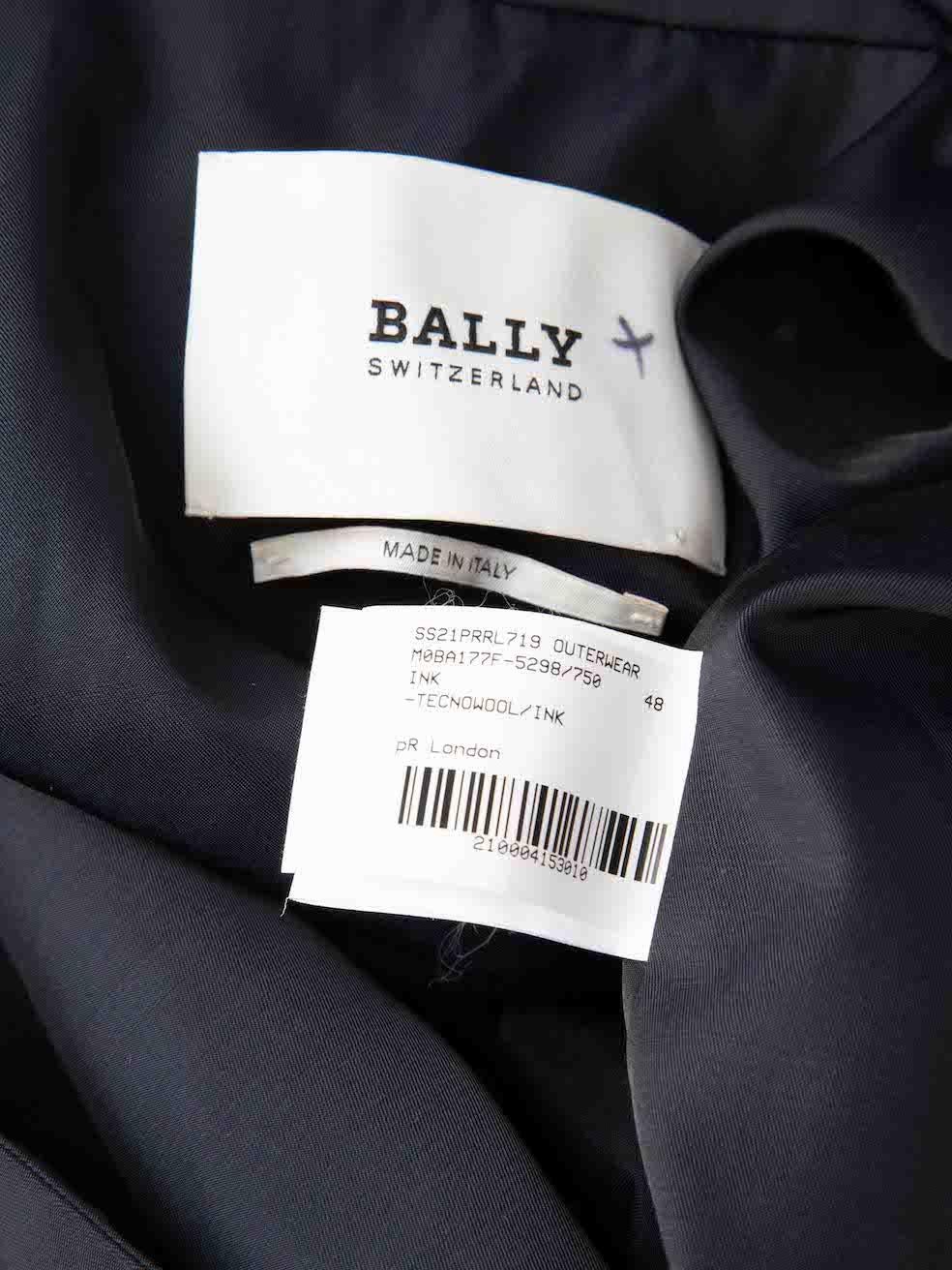 Bally SS21 Black Belted Long Trench Coat Size XXL For Sale 1