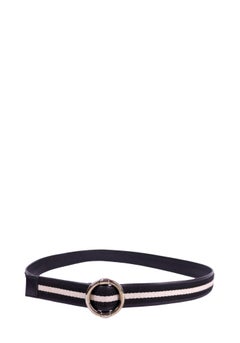 Bally Stripe Leather Belt – Black & White Minimal Waist Belt