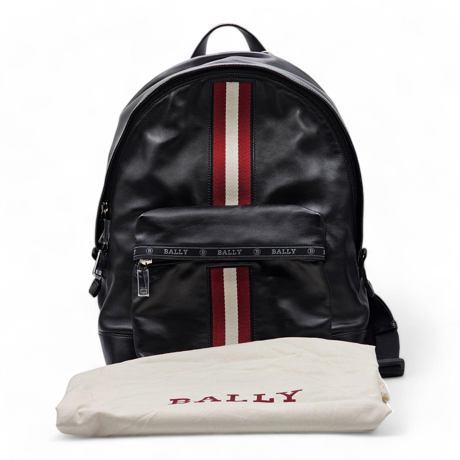 Men's Bally Striped Harper Backpack Leather in Black For Sale