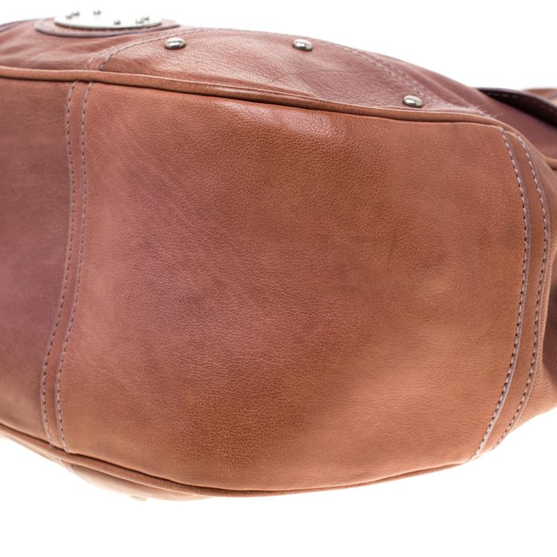 Bally Tan Leather Zippered Pocket Hobo 4