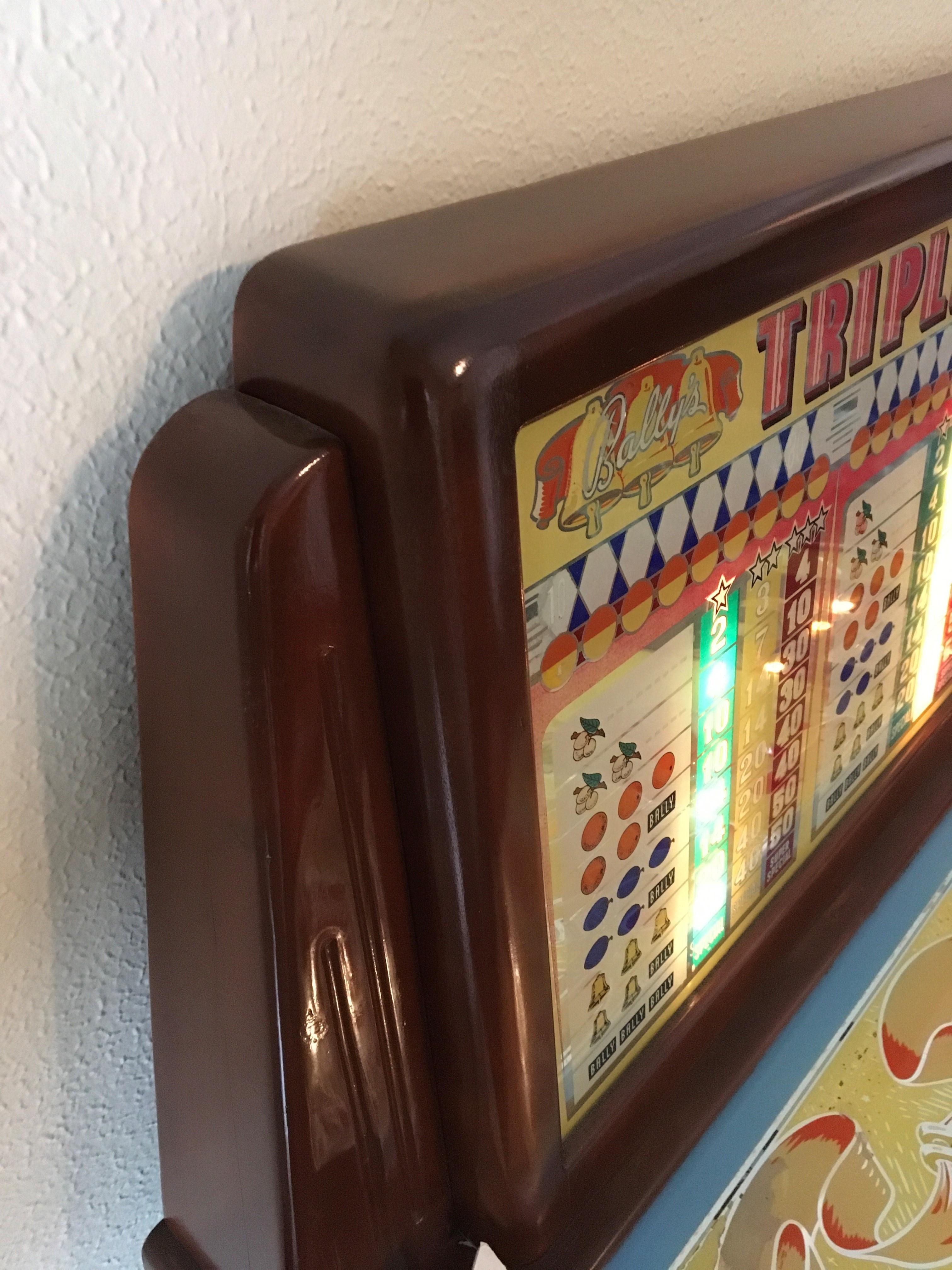 Metal Bally Triple Bell Console Slot Machine Game, 1946 For Sale