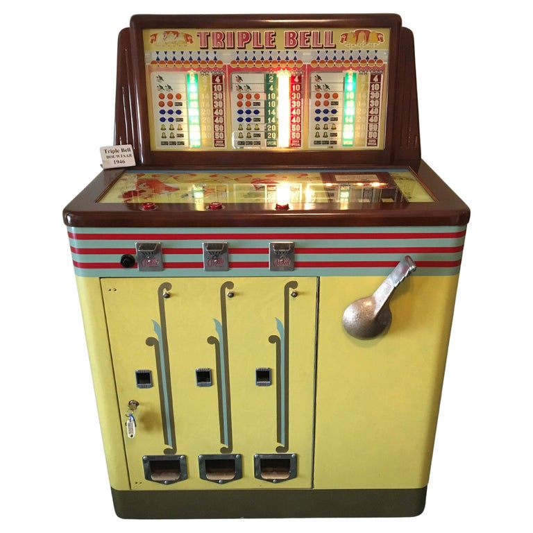 Bally Triple Bell Console Slot Machine Game, 1946 For Sale at 1stDibs | bally  slot machine, sale of the century slots, bally slot machine for sale