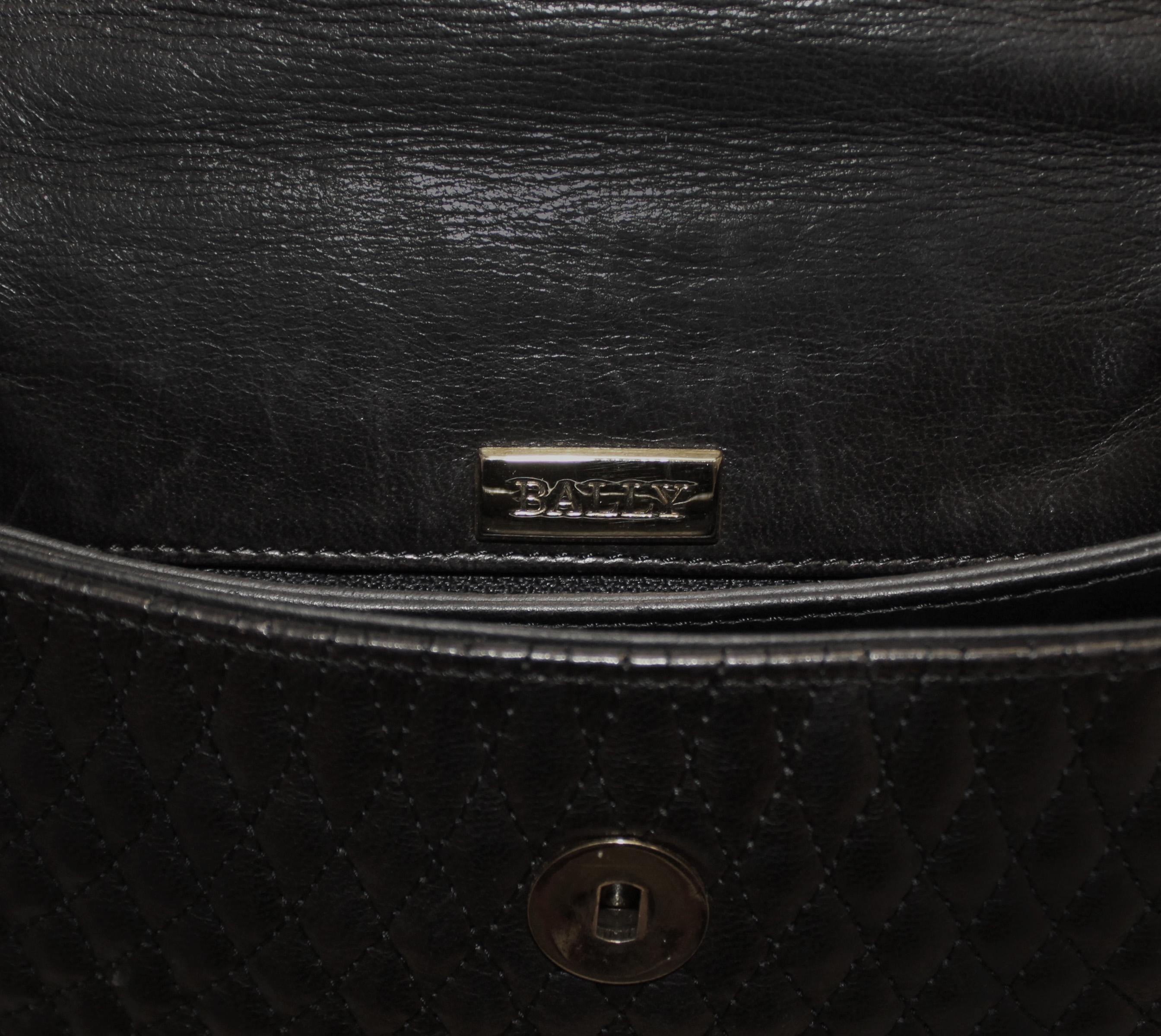 Bally Vintage Black Quilted Top Handle Bag  In Good Condition In Palm Beach, FL