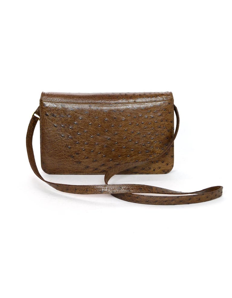 Bally Vintage Brown Ostrich Crossbody/Clutch Bag at 1stDibs