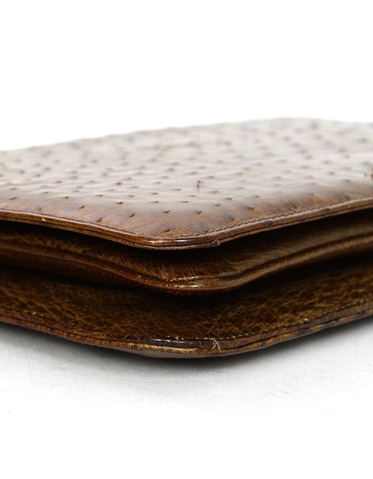 Bally Vintage Brown Ostrich Crossbody/Clutch Bag at 1stDibs