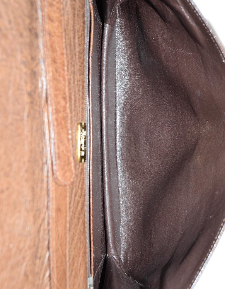 Bally Vintage Brown Ostrich Crossbody/Clutch Bag at 1stDibs