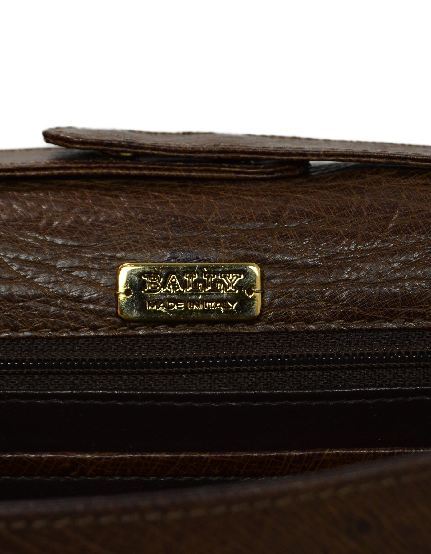 Women's Bally Vintage Brown Ostrich Crossbody/Clutch Bag