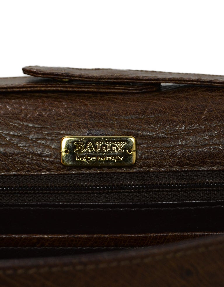 Bally Vintage Brown Ostrich Crossbody/Clutch Bag at 1stDibs