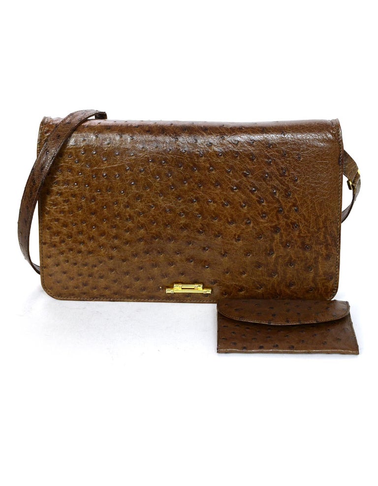 Bally Vintage Brown Ostrich Crossbody/Clutch Bag at 1stDibs