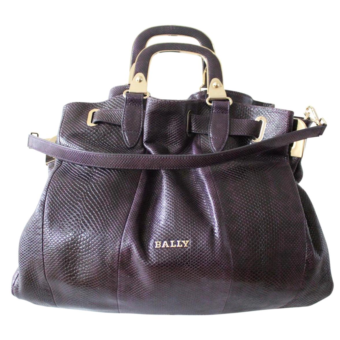 Bally - Sac en lézard violet En vente sur 1stDibs