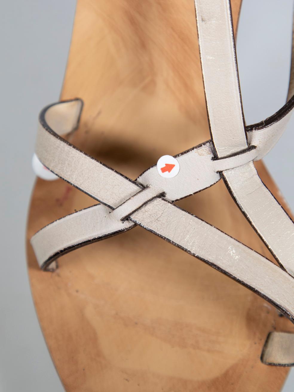 Bally White Leather Manako Wedge Sandals Size US 6.5 For Sale 1