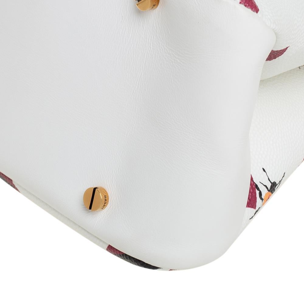 Women's Bally White Lip Print Leather Berkeley Double Zip Tote