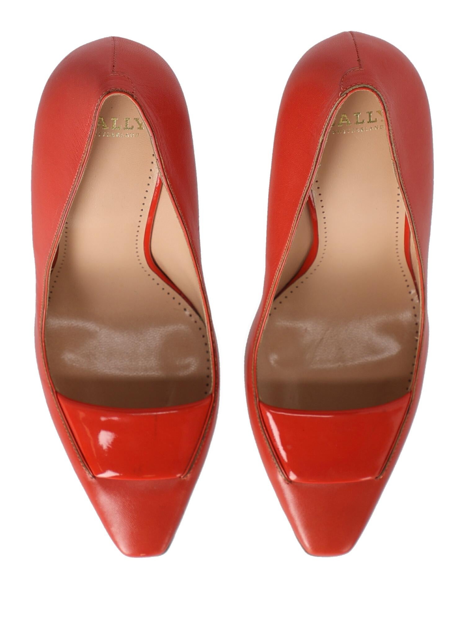 Bally Woman Pumps Orange Leather IT 40 For Sale 1
